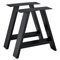 Pieds de Table Industriels Robustes en Forme de X, Piétement en Fonte d'Acier, Base de Meuble Métallique pour Banc et Table Basse