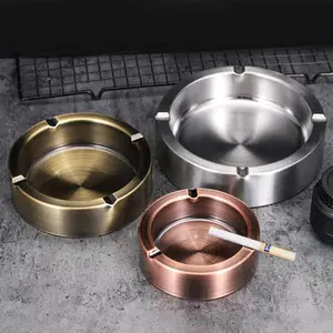 New Arrival Round Stainless Steel Ashtray Custom Logo Metal Ash Tray For Cigarette Smoking Accessories