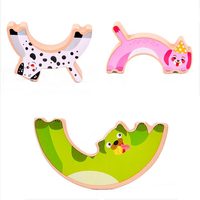 Groothandel Kids Kleurrijke Voorschoolse Houten Cartoon Hond Stapelen Balans Bouwstenen Vroege Educatief Speelgoed Voor Baby Geschenken