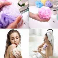 Éponge de bain en maille fine de 20 g, couleurs assorties, en vrac, éponge de bain en gros, boule de bain