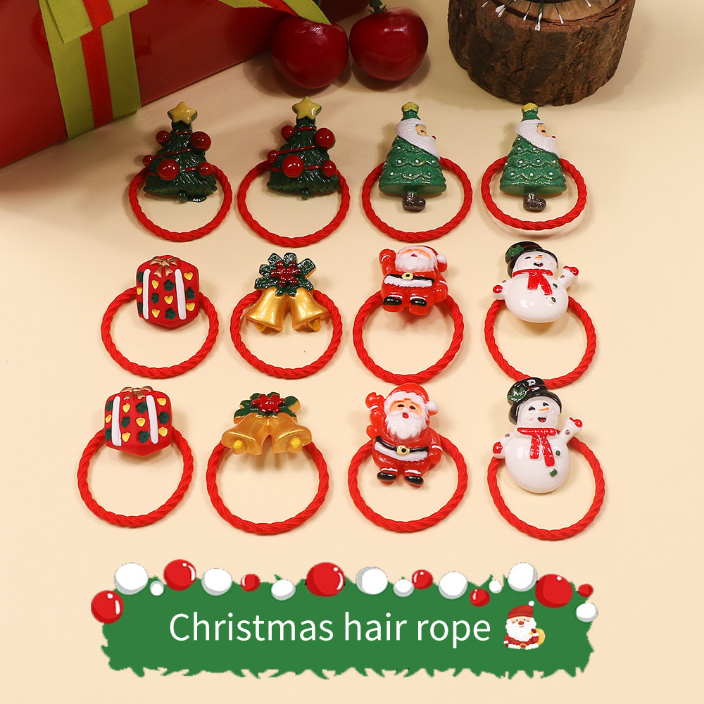 12 Pcs/set Christmas Hair Ties Sets Christmas Headdress Small