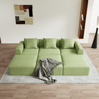 Canapé d'angle modulable ergonomique en mousse compressée sur mesure, vert, pour salon moderne