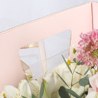 Boîte à gâteau carrée transparente avec poignée pour ensembles de boîtes d'emballage cadeau fleur
