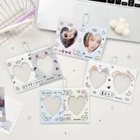Porte-cartes INS tendance 2 compartiments 'Love' 3 pouces pour couple, pochette de rangement pour photos d'idoles, pendentif porte-clés pour photos d'identité, cadeaux