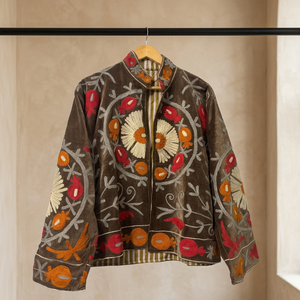 Embroidered Knitted <b>Quilted</b> Velvet Bomber <b>Jacket</b> Floral <b>Pattern</b> Full Sleeve Autumn Women's Nylon Handmade Decorative - Product Image 3