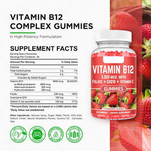 OEM vitamina B12 complejo 5000 Mcg metilo B12 adenosil hidroxi con coenzima Q10 folato vitamina C gomitas de energía de alta absorción - Product Image 2