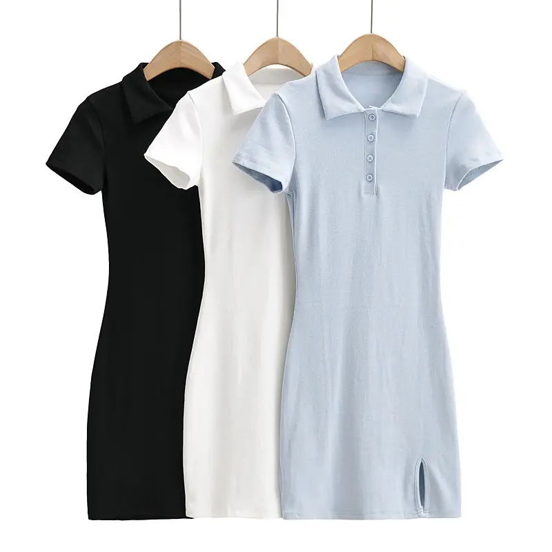 Custom Cheap Women's Polo Dress 100% Cotton Polo Shirt Women Knit Dress Summer Short Sleeve Women Polos T-shirt Dress