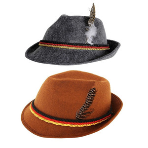 Veer decoratieve fedora custom groothandel wolvilt duitse oktoberfest hoed