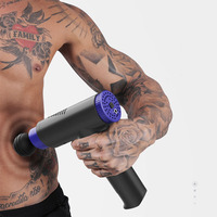 Pistola de Masaje Fascial Eléctrica para Fitness, Masajeador Muscular con Vibración Ligera y 4 Cabezales de Masaje y Batería de 2500mAh