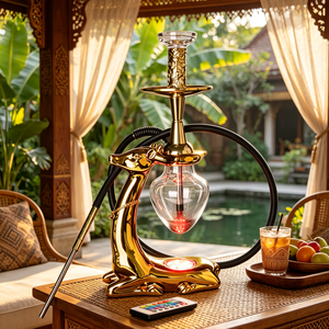 En gros, Ensemble de chicha en résine motif cerf 55CM avec éclairage LED, en aluminium, style européen de luxe, type stylo, en stock - Product Image 2