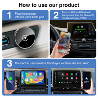 Adaptateur sans fil JMC Mini 2 en 1 pour les systèmes OEM Carplay et Android Auto, commande vocale Siri