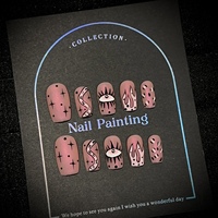 Faux ongles personnalisables faits à la main, style gothique, papillon 3D, paillettes argentées, longs, forme stiletto, à coller