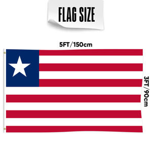 Drapeau du Libéria imprimé sur mesure d'une seule face 3x5ft, personnalisable pour toutes les bannières nationales et drapeaux d'affichage. - Product Image 1