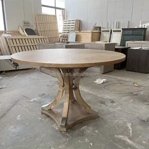 New Arrival Luxury Furniture Dining Tables Round Dining Table Set Wood Oak Solid Wooden Round Table