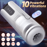 Teleskopischer Masturbator für Männer 10 Vibrationsmodi 7-Gang-Rotation Intelligente Heizung Sprachsteuerung 100% Wasserdicht Erwachsenen-Sexspielzeug