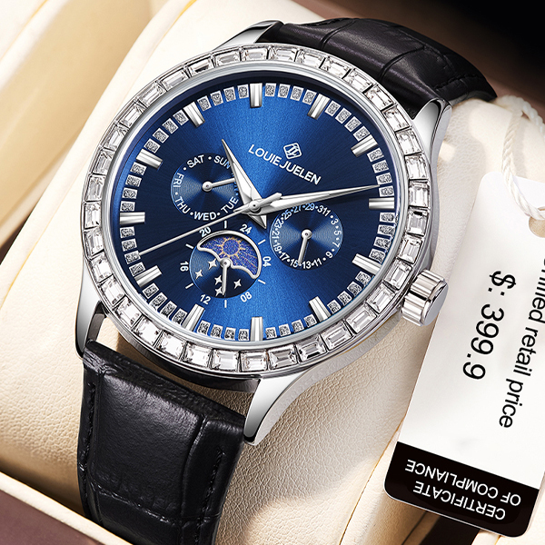 Fashion Men's Reloj Date Calendar 3BAR Waterproof Quartz Watch High-End Moissanite Watch for Men Quartz Watch
