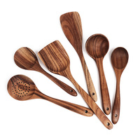 Cuillères en bois d'acacia, spatule, ustensiles de cuisine multifonctionnels, louche, pince, spatule, outils de service pour la cuisine