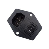 Prise de courant CA IEC 60320 C14 15A 250V, module d'entrée 3-en-1 avec porte-fusible simple et interrupteur à bascule, bornes à vis