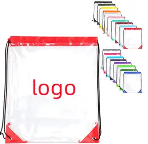 Multiple Colour Transparent Pvc Drawstring Bag Packing Dust Proof Portable Clear Drawstring Bag Custom Logo