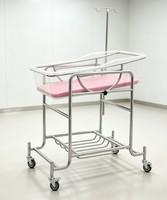 Lit d'hôpital pour bébé en acier inoxydable Hochey Medical, chariot pour nourrissons, berceau pour nouveau-nés avec roues silencieuses pour le service de maternité