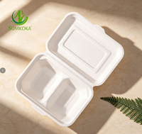 Contenants alimentaires en bagasse écologiques, résistants à la graisse et compatibles micro-ondes, boîtes à clapet en bagasse, boîtes à emporter jetables