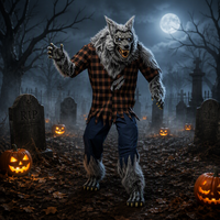 Figurines de loup-garou et de fantôme rotatives en plastique, grand format, pour Halloween, décoration extérieure pour maison hantée et salle d'évasion