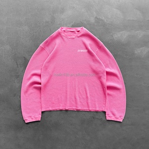 Custom Oversized Thermal Long Sleeve <b>Shirt</b> Men Streetwear Blank Plain High Quality Cotton Heavyweight <b>Waffle</b> Knit Long Sleeve - Product Image 2