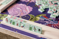 Jeu de Mahjong Américain Bleu Ciel de 160 Pièces, Tuiles en Acrylique Premium, Style Moderne Pliable pour les Réunions de Famille et les Fêtes