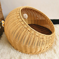 Tempat tidur kucing hewan peliharaan, sarang rotan dengan Bantal kualitas tinggi produk anyaman tangan rumah hewan peliharaan untuk musim panas