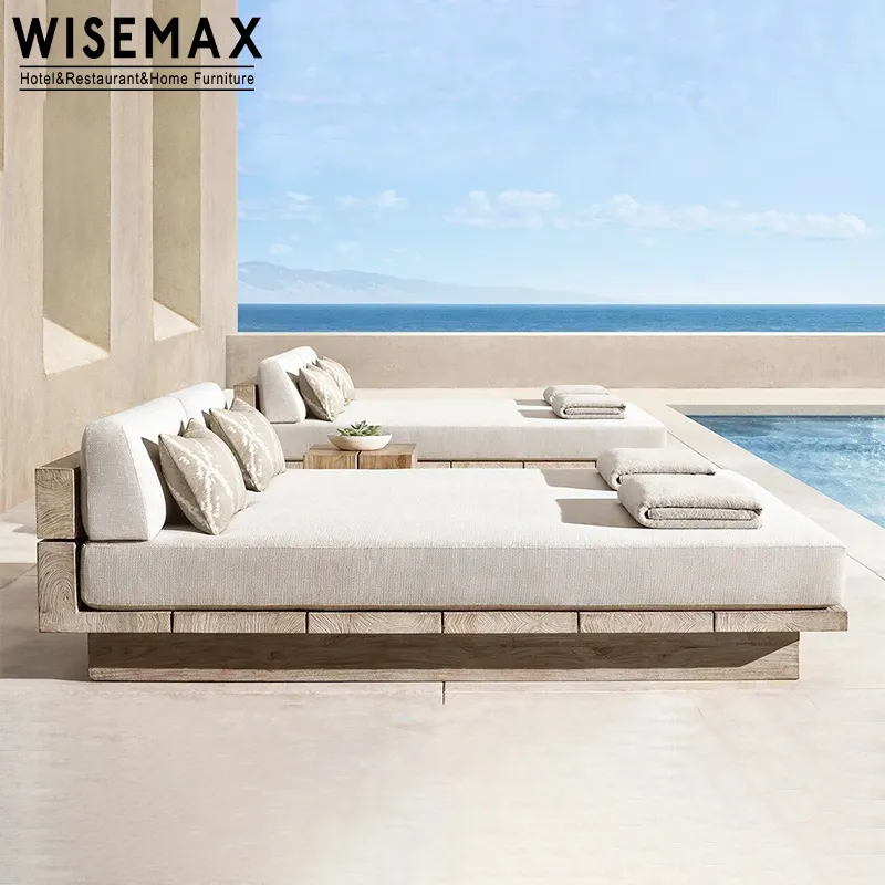 WISEMAX FURNITURE Outdoor chaise lying bed patio teak furniture sofa beds swimming pool villa beach aluminum sun lounger