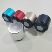 Altavoz Bluetooth portátil personalizado OEM para teléfono móvil, mini altavoz inalámbrico para selfies, pequeño, de acero y metal, color azul.