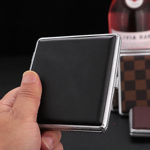 Leather Textured Cigarette Case 20 Pack <b>Metal</b> Veneer Rectangular Smoking Accessory - Product Image 4