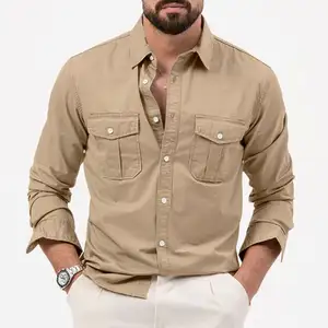 Camisa 100% algodão com botões, camisa casual masculina fashion casual, preço mais barato de fábrica na China