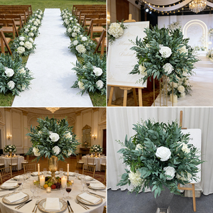 Bola de Flores Artificiales de Rosas Blancas e Hortensias con Eucalipto, Hecha a Mano, Moderna, para Centros de Mesa de Boda - Product Image 2