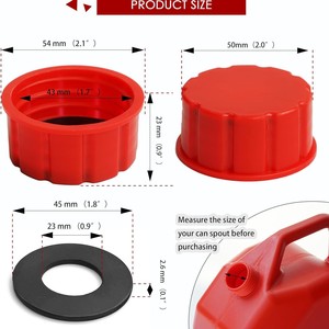 Tapa para bote de gasolina, 1 puerto, plástico rojo, a prueba de fugas, para latas de 1, 2, 3 y 5 galones - Product Image 5