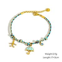 Bracelet en corde tressée colorée fait main avec breloques en acier inoxydable pour femmes, bijoux de mode