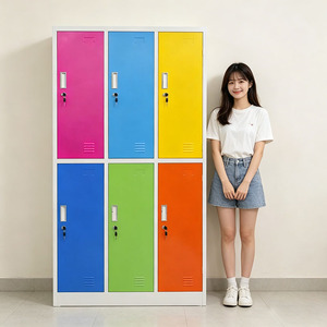 Casier de rangement en acier à 6 portes personnalisé, casier métallique moderne pour vestiaire de salle de sport, école, bureau, atelier, appartement - Product Image 1