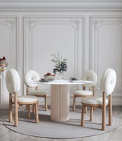 Meubles de maison au design moderne Chaise de salle à manger en laine d'agneau et bois à assise souple pour le salon et l'hôtel
