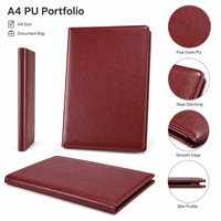 Portafolio de Cuero PU A4 con Logotipo Personalizado, Bolsa para Documentos de Negocios, Carpeta de Cera Vintage Premium para Reuniones, Oficina, Conferencias, Venta al Por Mayor
