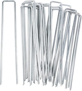 6 इंच के यू-आकार के स्टील फ्लैट टॉप गार्डन दांव साफ शंक परिदृश्य स्टेपल बैरियर ग्राउंड कवर सोकर नली गैल्वेनाइज्ड नाखून - Product Image 1