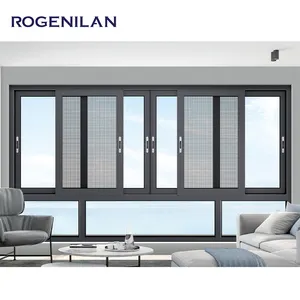 ROGENILAN 120 série alumínio vidro duplo janela deslizante com flyscreen