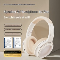 Casque Bluetooth 2-en-1 avec haut-parleur et micro, casque de jeu sans fil, casque stéréo, basses profondes, longue autonomie, ajustement confortable