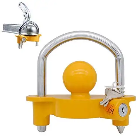 zhenzhi Universal coupler lock trailer hook lock adjustable storage safety heavy steel yellow
