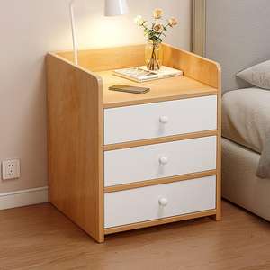 Ruang tidur <span class=keywords><strong>modern</strong></span> minimalis 3 laci furnitur kabinet meja samping tempat tidur mewah kayu dengan laci tersembunyi - Product Image 1