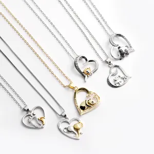 New Fashion 925 Sterling Silver Heart Shaped Zircon Necklace Cute Animal Pendant Necklaces For Women And Girls