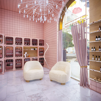 Lemari pajang parfum, furnitur etalase, rak pajang kosmetik, rak pajang toko perawatan kulit, dekorasi toko komersial, desain interior