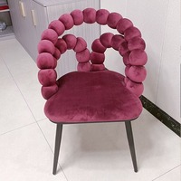 Chaise de salle à manger en velours rose de luxe en gros d'usine, chaise de loisirs, chaise de coiffeuse avec pieds dorés pour chambre à coucher, salon