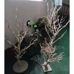 결혼식 훈장 실내 사용을 위한 잎 간선 없는 소형 백색 인공적인 죽은 나무