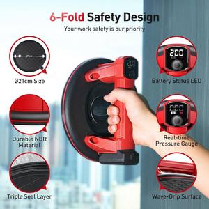 Ventosa de vacío eléctrica de 8 pulgadas para trabajo pesado, elevador de pantalla LCD, <span class=keywords><strong>Manual</strong></span> de carga máxima de 200 KG para ventanas de azulejos móviles, piedra, 1 paquete - Product Image 3