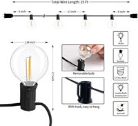 Guirlande lumineuse d'extérieur G40 à lumière LED, 25 pieds, Patio avec 27 ampoules LED scintillantes (2 pièces de rechange), lumières suspendues, Globe étanches